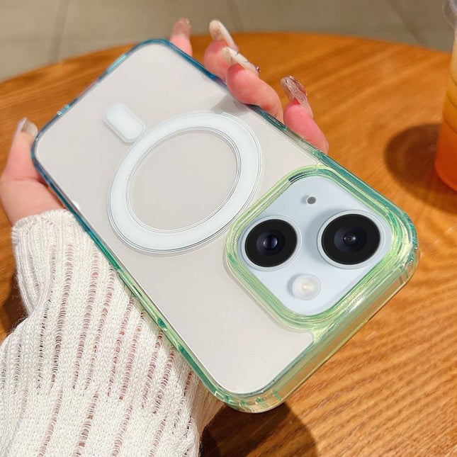 Contrast Color Gradient Transparent MagSafe Phone Case, For iPhone 15 Plus, For iPhone 15, For iPhone 14 Plus, For iPhone 14, For iPhone 14 Pro, For iPhone 14 Pro Max