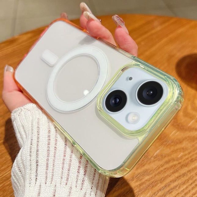 Contrast Color Gradient Transparent MagSafe Phone Case, For iPhone 15 Plus, For iPhone 15, For iPhone 14 Plus, For iPhone 14, For iPhone 14 Pro, For iPhone 14 Pro Max