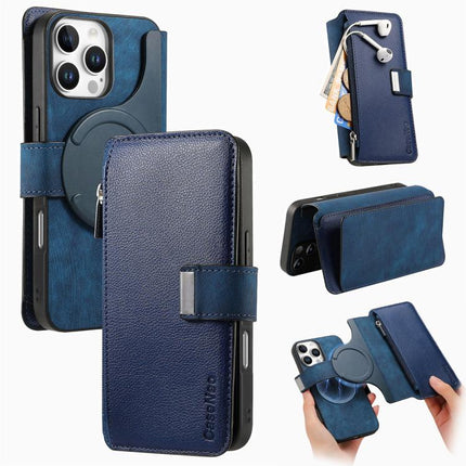 CaseNeo MagSafe RFID Anti-theft Zipper Wallet Retro Leather Phone Case, For iPhone Air, For iPhone 16 Pro Max, For iPhone 16 Pro, For iPhone 16 Plus