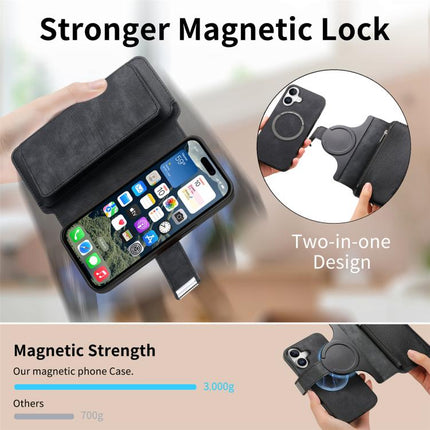 CaseNeo MagSafe RFID Anti-theft Zipper Wallet Retro Leather Phone Case, For iPhone 16, For iPhone 15 Pro Max, For iPhone 15 Pro, For iPhone 15 Plus
