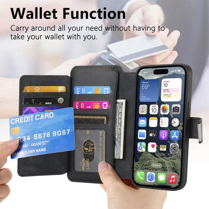CaseNeo MagSafe RFID Anti-theft Zipper Wallet Retro Leather Phone Case, For iPhone 16, For iPhone 15 Pro Max, For iPhone 15 Pro, For iPhone 15 Plus