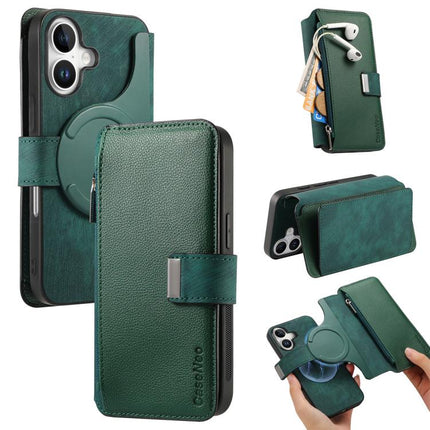 CaseNeo MagSafe RFID Anti-theft Zipper Wallet Retro Leather Phone Case, For iPhone 16, For iPhone 15 Pro Max, For iPhone 15 Pro, For iPhone 15 Plus