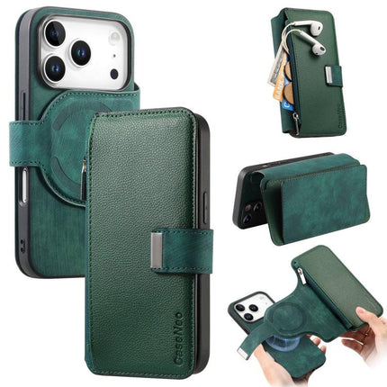 CaseNeo MagSafe RFID Anti-theft Zipper Wallet Retro Leather Phone Case, For iPhone 17e / 16e, For iPhone 17 Pro Max, For iPhone 17 Pro, For iPhone 17
