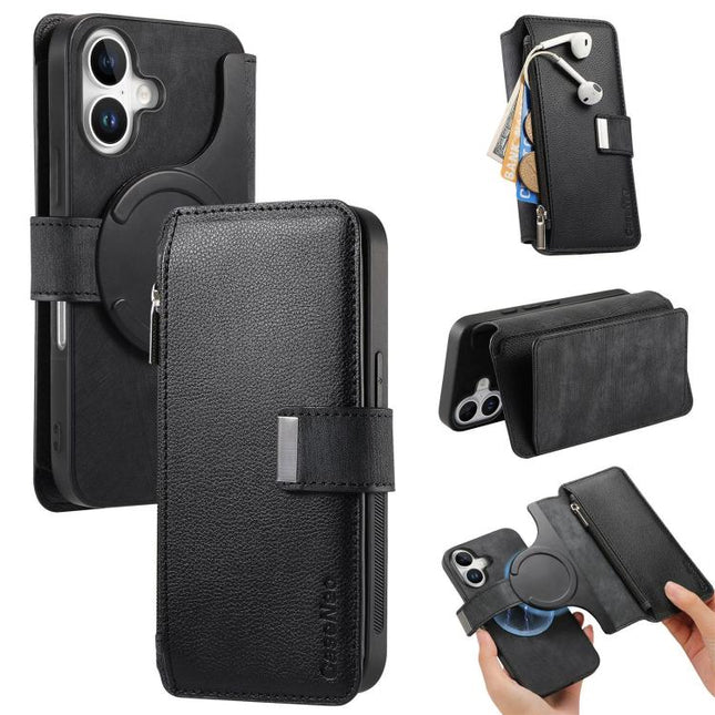 CaseNeo MagSafe RFID Anti-theft Zipper Wallet Retro Leather Phone Case, For iPhone 18 / 17, For iPhone 18 Pro / 17 Pro, For iPhone 18 Pro Max / 17 Pro Max, For iPhone 17e / 16e