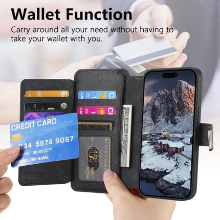 CaseNeo MagSafe RFID Anti-theft Zipper Wallet Retro Leather Phone Case, For iPhone Air, For iPhone 16 Pro Max, For iPhone 16 Pro, For iPhone 16 Plus