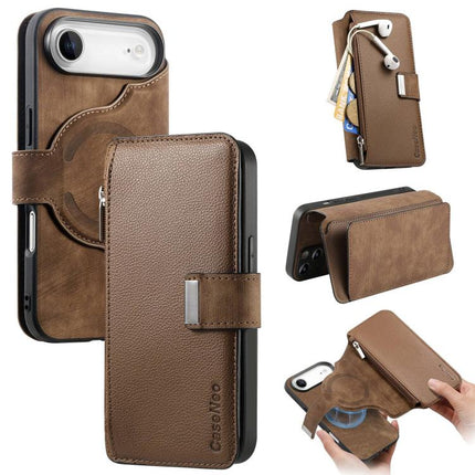 CaseNeo MagSafe RFID Anti-theft Zipper Wallet Retro Leather Phone Case, For iPhone Air, For iPhone 16 Pro Max, For iPhone 16 Pro, For iPhone 16 Plus