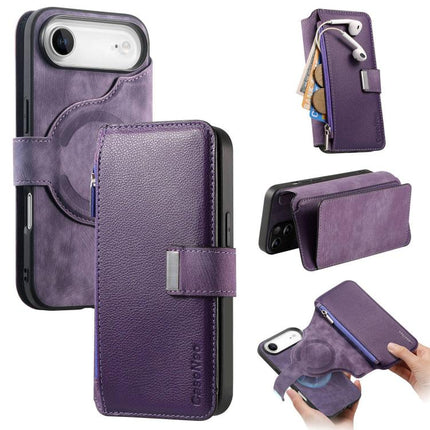 CaseNeo MagSafe RFID Anti-theft Zipper Wallet Retro Leather Phone Case, For iPhone Air, For iPhone 16 Pro Max, For iPhone 16 Pro, For iPhone 16 Plus