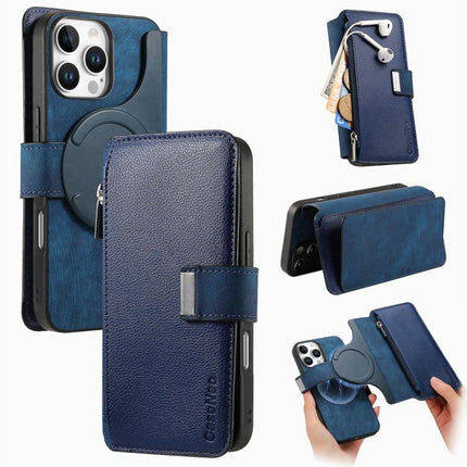 CaseNeo MagSafe RFID Anti-theft Zipper Wallet Retro Leather Phone Case, For iPhone 16, For iPhone 15 Pro Max, For iPhone 15 Pro, For iPhone 15 Plus