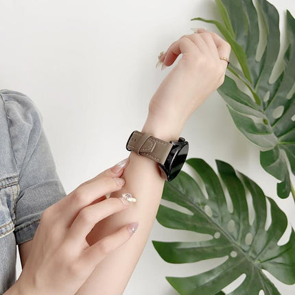 xDfind Flat Head Black Shark Fine Grain Leather Watch Band, 20mm, 22mm