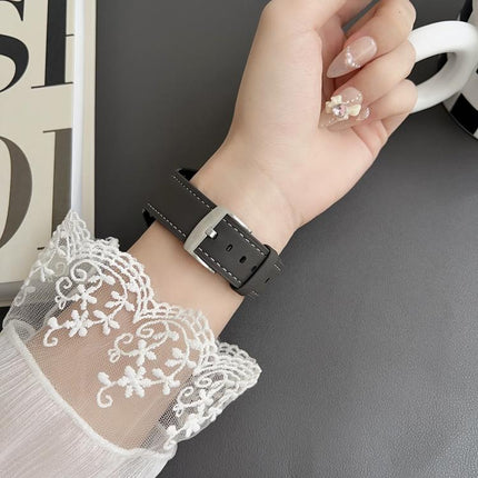 xDfind Flat Head Black Shark Fine Grain Leather Watch Band, 20mm, 22mm