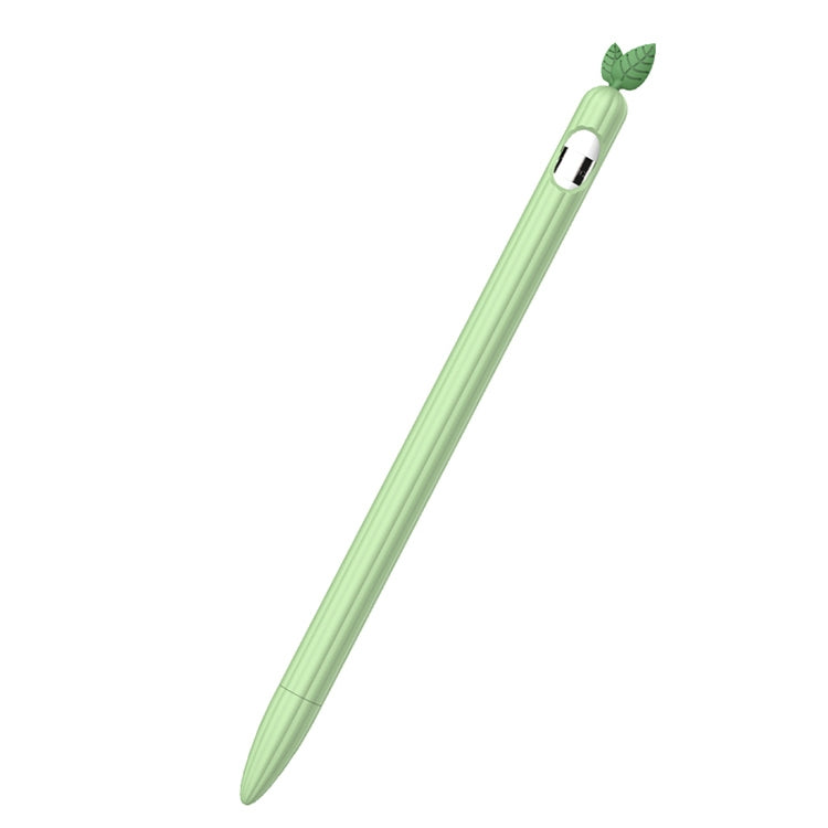 Funda protectora antideslizante de silicona con diseño de hojas de menta en color contrastante para Apple Pencil 1 y Apple Pencil 2