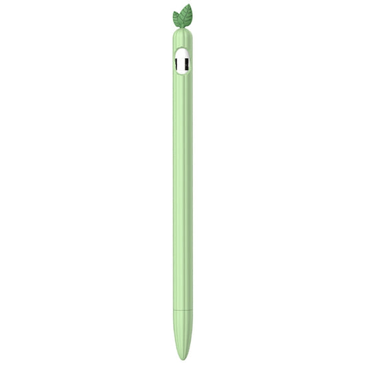 Funda protectora antideslizante de silicona con diseño de hojas de menta en color contrastante para Apple Pencil 1 y Apple Pencil 2