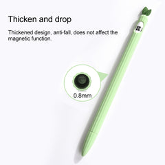 Funda protectora antideslizante de silicona con diseño de hojas de menta en color contrastante para Apple Pencil 1 y Apple Pencil 2