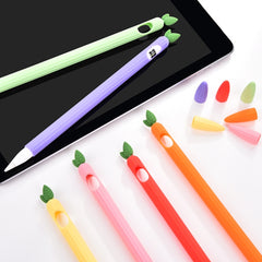 Funda protectora antideslizante de silicona con diseño de hojas de menta en color contrastante para Apple Pencil 1 y Apple Pencil 2