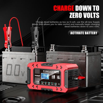 FOXSUR FBC1206F 12V 6A Car Motorcycle Battery Charger Smart Repair Multi-function Charger