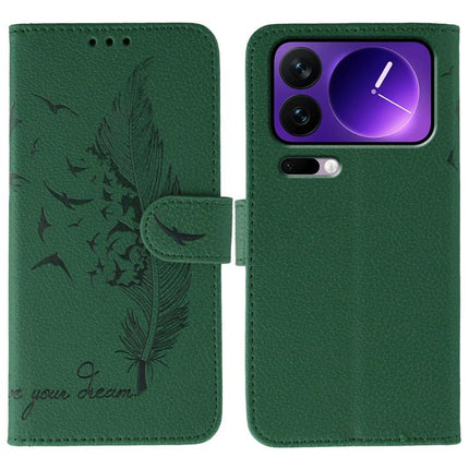Feather Pattern Litchi Texture Leather Phone Case, For Xiaomi 17 Pro, For Xiaomi 17, For Xiaomi 15T Pro 5G, For Xiaomi 15T 5G