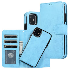 KLT888-2 Estuche retro 2 en 1 con tapa magnética horizontal desmontable de TPU + PU con soporte, ranuras para tarjetas, marco de fotos y billetera, para iPhone 11, para iPhone 11 Pro, para iPhone 11 Pro Max, para iPhone 6, para iPhone 6 Plus