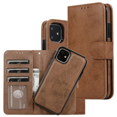 KLT888-2 Estuche retro 2 en 1 con tapa magnética horizontal desmontable de TPU + PU con soporte, ranuras para tarjetas, marco de fotos y billetera, para iPhone 11, para iPhone 11 Pro, para iPhone 11 Pro Max, para iPhone 6, para iPhone 6 Plus