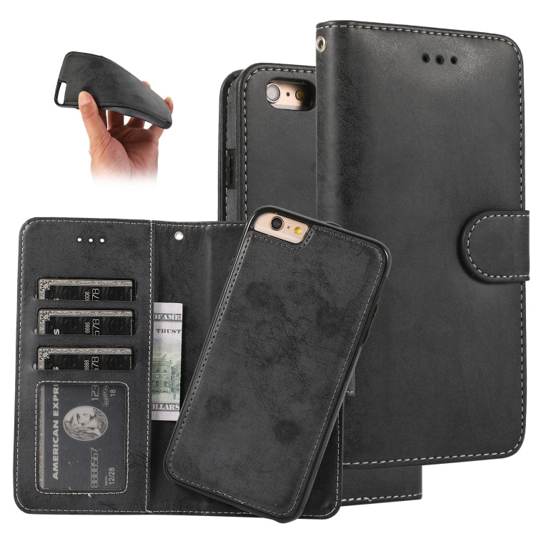 KLT888-2 Retro 2 in 1 Detachable Magnetic Horizontal Flip TPU + PU Leather Case with Holder & Card Slots & Photo Frame & Wallet, For iPhone 6 Plus, For iPhone SE 2022 / SE 2020 / 8 / 7, For iPhone 8 Plus / 7 Plus, For iPhone XS / X