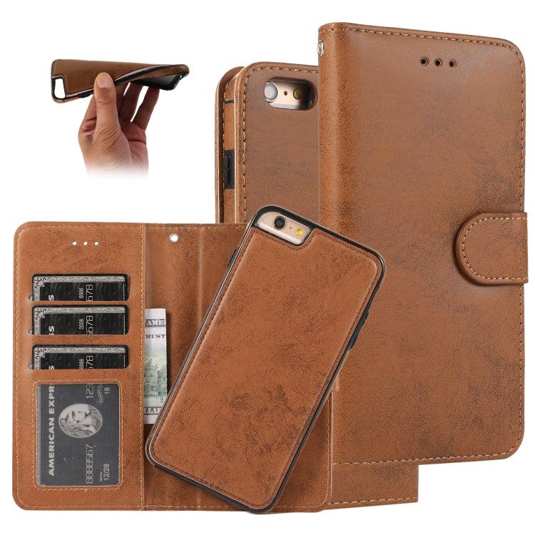 KLT888-2 Retro 2 in 1 Detachable Magnetic Horizontal Flip TPU + PU Leather Case with Holder & Card Slots & Photo Frame & Wallet, For iPhone 6 Plus, For iPhone SE 2022 / SE 2020 / 8 / 7, For iPhone 8 Plus / 7 Plus, For iPhone XS / X