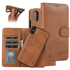 KLT888-2 Retro 2 in 1 Detachable Magnetic Horizontal Flip TPU + PU Leather Case with Holder & Card Slots & Photo Frame & Wallet, For iPhone SE 2022 / SE 2020 / 8 / 7, For iPhone 8 Plus / 7 Plus, For iPhone XS / X, For iPhone XR, For iPhone XS Max