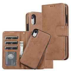 KLT888-2 Retro 2 in 1 Detachable Magnetic Horizontal Flip TPU + PU Leather Case with Holder & Card Slots & Photo Frame & Wallet, For iPhone SE 2022 / SE 2020 / 8 / 7, For iPhone 8 Plus / 7 Plus, For iPhone XS / X, For iPhone XR, For iPhone XS Max