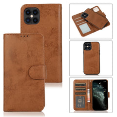 KLT888-2 Retro 2 en 1 Funda de cuero de TPU + PU con tapa horizontal magnética desmontable con soporte, ranuras para tarjetas, marco de fotos y billetera, para iPhone 12 mini, para iPhone 12/12 Pro, para iPhone 12 Pro Max