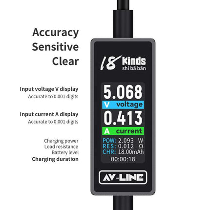 18 Kinds AV-Line 2.0 1.2m Intelligent Detection Charging Data Cable, USB to  8 Pin, USB to Type-C