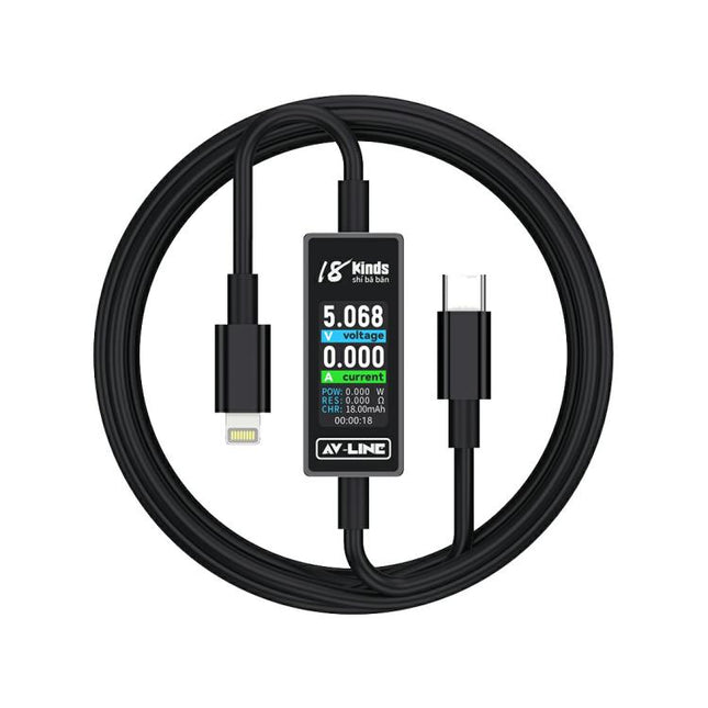 18 Kinds AV-Line Pro 1.2m Intelligent Detection Charging Data Cable, Type-C to  8 Pin, Type-C to Type-C