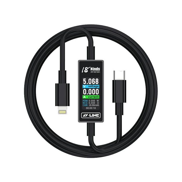 18 Kinds AV-Line Pro 1.2m Intelligent Detection Charging Data Cable, Type-C to  8 Pin, Type-C to Type-C