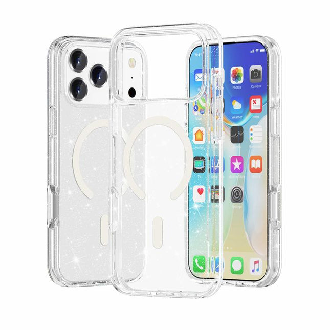 Terminator Style Glitter Powder MagSafe Magnetic Phone Case, For iPhone 18 Pro / 17 Pro, For iPhone 18 Pro Max / 17 Pro Max