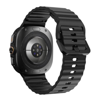 For Samsung Galaxy Watch8 Classic 46mm / Watch8 44mm / 40mm xDfind Wavy Grain Stitched Silicone Watch Band, L