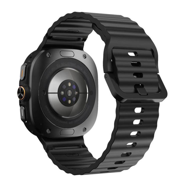 For Galaxy Watch9 / 8 / 8 Classic xDfind Wavy Grain Stitched Silicone Watch Band, L