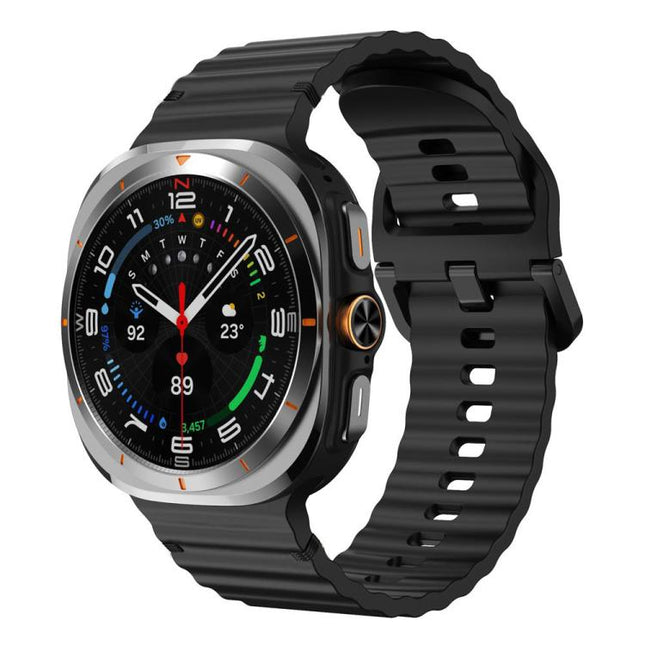 For Galaxy Watch9 / 8 / 8 Classic xDfind Wavy Grain Stitched Silicone Watch Band, L