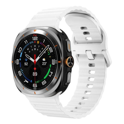 For Samsung Galaxy Watch8 Classic 46mm / Watch8 44mm / 40mm xDfind Wavy Grain Stitched Silicone Watch Band, L