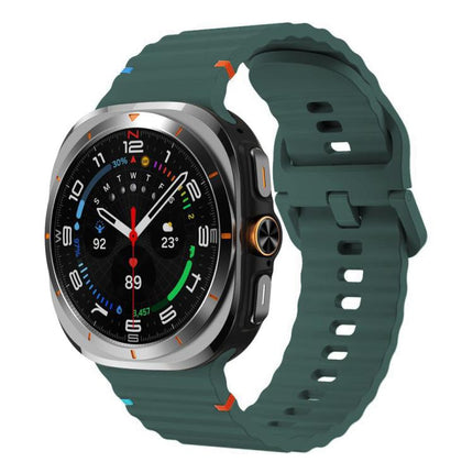 For Samsung Galaxy Watch8 Classic 46mm / Watch8 44mm / 40mm xDfind Wavy Grain Stitched Silicone Watch Band, L