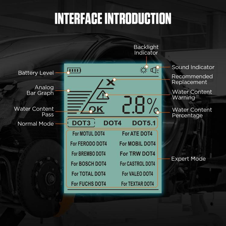 AUTOOL AS502 Digital Display Intelligent Car Brake Fluid Tester Water Content Testing
