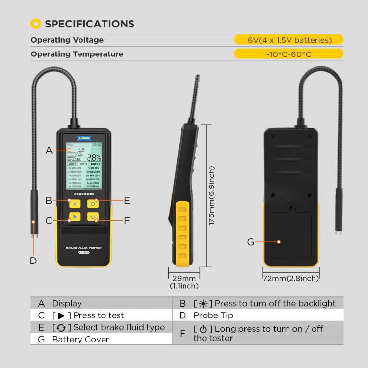 AUTOOL AS502 Digital Display Intelligent Car Brake Fluid Tester Water Content Testing