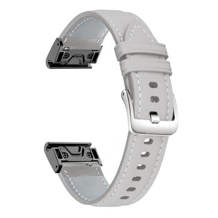 xDfind Silver Buckle Leather Quick Release Watch Band, For Garmin Fenix 7 / 7X / 6X 26mm, For Garmin Fenix 7 / 7X / 6X 22mm
