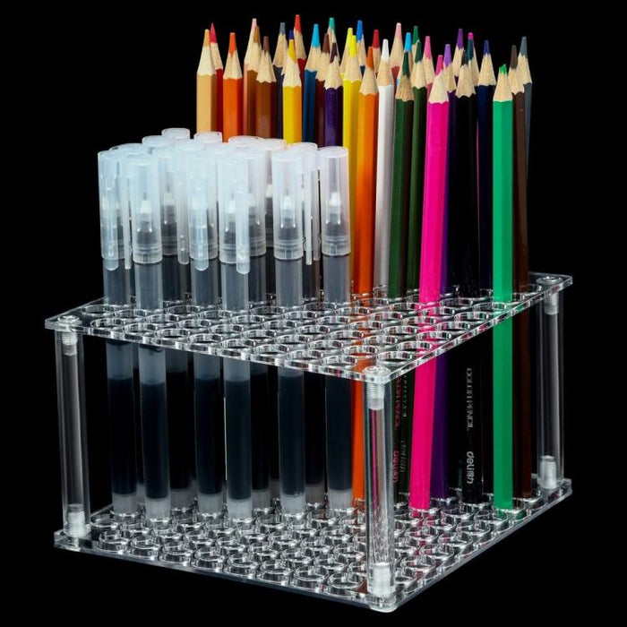 YX163 96-Hole Acrylic Paint Brush Pencils Stand, YX163 (Transparent), YX163 (Black)