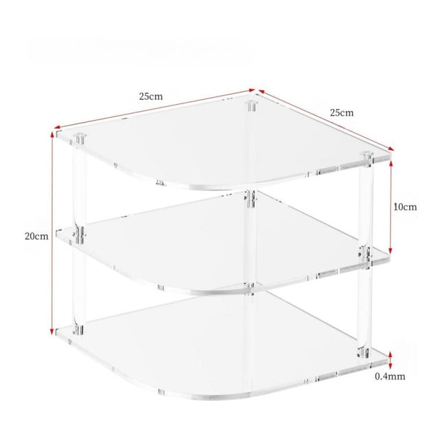 YX165 Acrylic 3 Tier Corner Plates and Bowls Organizer Shelf