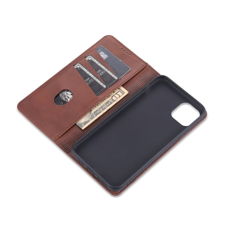 AZNS Magnetische horizontale Klapphülle aus Leder mit Kalbslederstruktur, Kartenfächern, Halter und Geldbörse, für iPhone 12 Pro Max, für iPhone 12 / 12 Pro, für iPhone 12 mini, für iPhone 11 Pro Max, für iPhone 11 Pro
