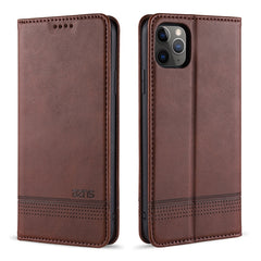AZNS Magnetische horizontale Klapphülle aus Leder mit Kalbslederstruktur, Kartenfächern, Halter und Geldbörse, für iPhone 12 Pro Max, für iPhone 12 / 12 Pro, für iPhone 12 mini, für iPhone 11 Pro Max, für iPhone 11 Pro