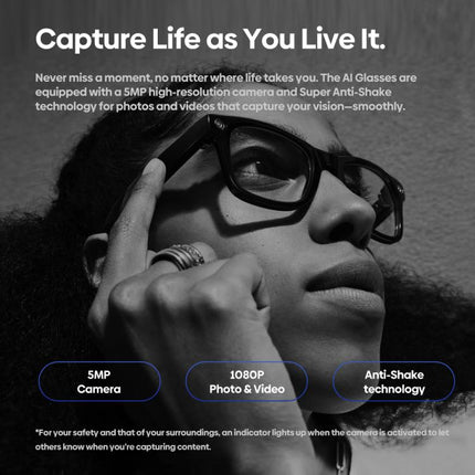 Zeblaze Eyewear AI Shooting Glasses Open-ear Audio AI Assistance