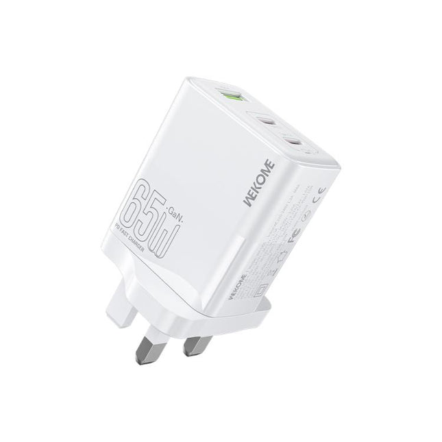 WK WP-U66 Kinkong 65W Dual USB-C / Type-C + USB GaN Fast Charger, UK Plug, US Plug, EU Plug