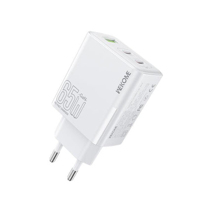 WK WP-U66 Kinkong 65W Dual USB-C / Type-C + USB GaN Fast Charger, UK Plug, US Plug, EU Plug