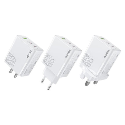 WK WP-U66 Kinkong 65W Dual USB-C / Type-C + USB GaN Fast Charger, UK Plug, US Plug, EU Plug