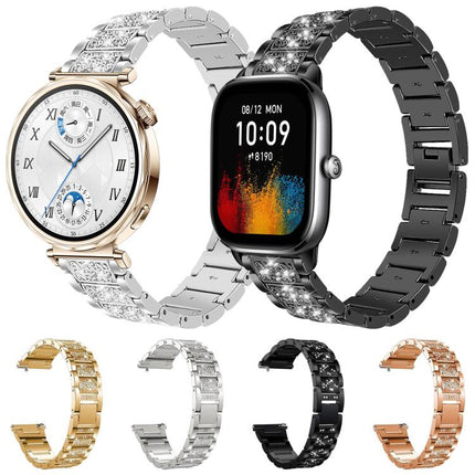 xDfind Diamond Jewelry Steel Watch Band, 20mm For Amazfit Active 2 / GTS4 Mini, 22mm For Huawei Watch GT5/GT5 Pro/4/4 Pro, 22mm For Fossil Gen 5 Carlyle/Julianna/Garrett, 12mm