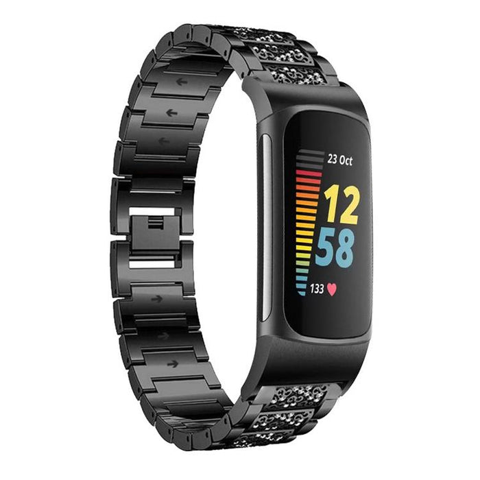 xDfind Diamond Jewelry Stainless Steel Watch Band, For Fitbit Charge 6 / 5 18mm, For Fitbit Versa 4 / 3 / Sense2 / 1 20mm, For Fitbit Inspire 2 / Ace 3 14mm, For Fitbit Charge 4 / 3 18mm
