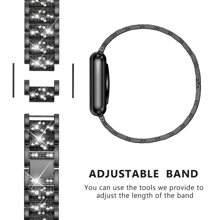 xDfind Diamond Jewelry Stainless Steel Watch Band, For Fitbit Charge 6 / 5 18mm, For Fitbit Inspire 3 12mm, For Fitbit Versa 4 / 3 / Sense2 / 1 20mm, For Fitbit Luxe / Special Edition 12mm, For Fitbit Inspire 2 / Ace 3 14mm, For Fitbit Charge 4 / 3 18mm